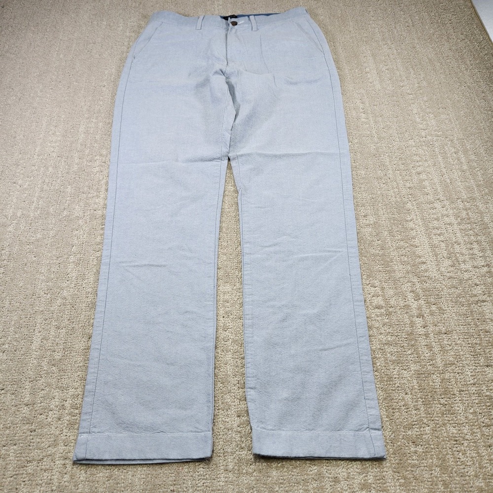 J Crew Pants Men 31x32‎ Sutton Chambray Oxford Straight Leg Blue Preppy